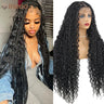 32 Boho Box Braid Wigs Curly Braided Full Lace Front Wigs Pre Plucked With Baby Hair For Women 613 Blonde Braided Synthetic Wig