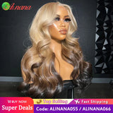 HD 13x4 Lace Frontal Wig Body Wave Ombre Gray Blonde Brown Colored Pre-Plucked Glueless Lace Closure Human Hair Wigs For Women