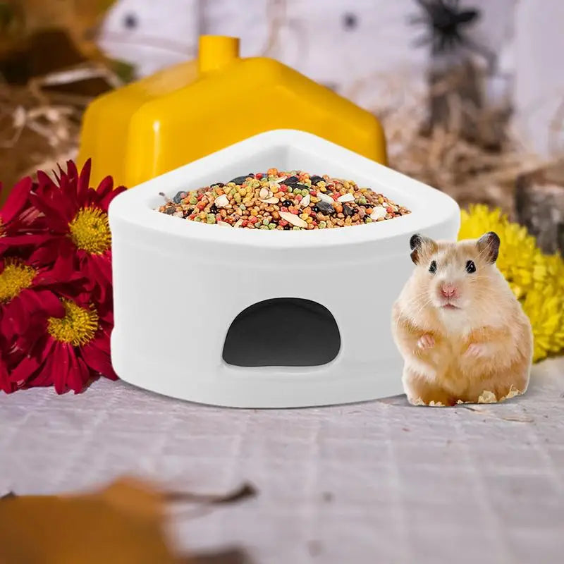 Hamster Hideaway House Ceramic Hamster Cave Small Pet Hideouts Feeding Bowl Multifunctional Habitat Bed for Lemmings Hamsters