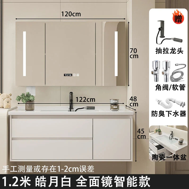 Ceramic Integrated Basin Bathroom Cabinet Modern Minimalist Sink Washbasin Cabinet Combined Muebles Hogar Hotel Furniture YX50BC