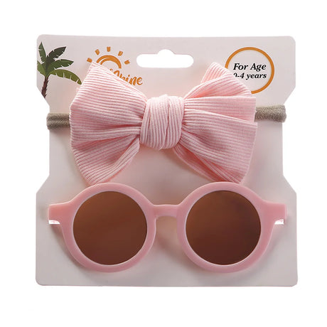 2Pcs/Set Baby Round Sunglasses Children Vintage Sun glasses UV400 Protection Classic Kids Shade Eyewear Summer Hair Accessories