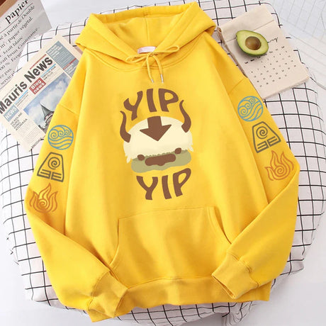 Avatar The Last Airbender Hoodie Men Women Appa YIP Letter Print Long Sleeve Autumn Anime Plus Size Sweatshirt Female Streetwear