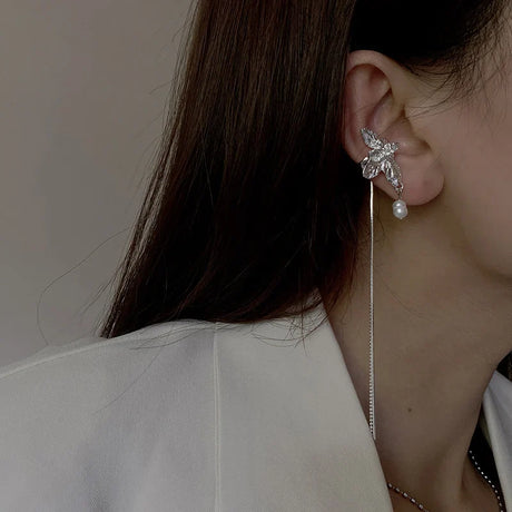 1PC Korea Luxury Long Tassel Single Clip Earrings Woman Fashion Jewelry Non Piercing Fake Cartilage Ear Cuffs For Women Girl New