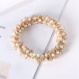 1pc Women Crystal Pearls Hair Rope Handmade Elastic Beaded Ponytail Holders Hair Ties For Women And Girls Hair Accessories