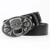 Fashion Hip Hop Style Belt Death's Head Skull Buckle Cowskin Leather Belt Crossbones Skeleton Reggae Heavy Metal Rock Decorative