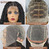 32 Inch Full Lace Wigs For Black Women Bohemian Medium Lace Wig Synthetic Braided Lace Front Wig With Curly Ends Knotless Braids