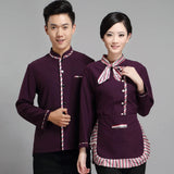 Long Sleeve Hotel Waiter Uniform Female Restaurant Top+apron Waitress Uniform Fast Food Service Work Wear Jacket for Man 89