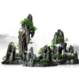 Large Resin Aquarium Fish Tank Mountain View Oranment Decor Rockery Landscape Rock Hiding Cave Tree Decoration