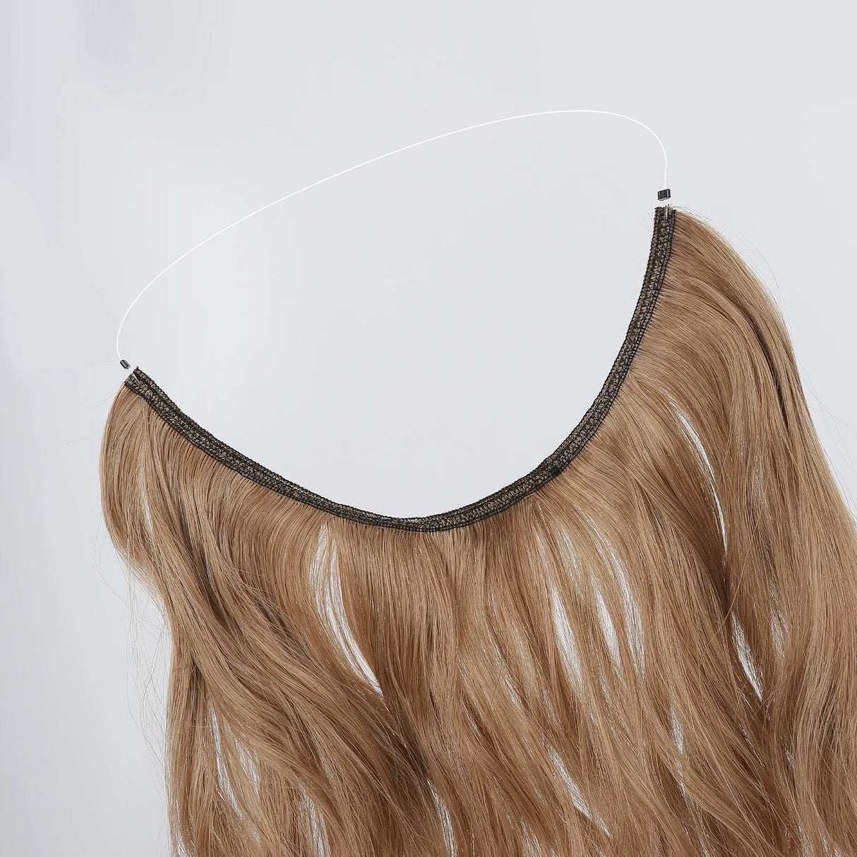 HAIRCUBE Synthetic No Clip Hair Extension Natural Hair Piece For Women Long Wavy Light Brown One Piece Fish Line False Hairpiece