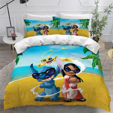 Cute 3d Stitch Printed Bedding Set Children Disney Cartoon Duvet Cover Pillowcases Twin Full Queen King Comforter Cover Set Gift