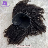 Afro Kinky Curly Drawstring Ponytail Human Hair Real Brazilian Remy Human Hair Ponytail Clip In Extensions Bundles 120g Luffy