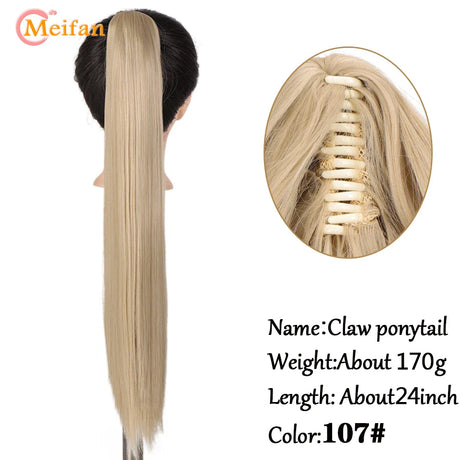 MEIFAN Long Synthetic Wavy Clip in Hair Ponytail Hair Wigs Extensions Style Claw Pony Tail Hairpiece for Women Cosplay Party