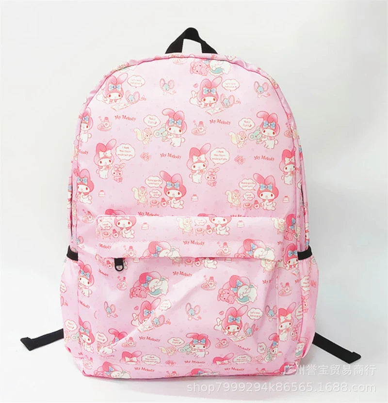 Sanrio Anime My Melody Kuromi Cinnamoroll Student Bag Backpack Parent-child Lightweight Tarp Backpacks For Children Kawaii Toys