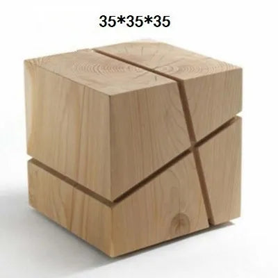 Creative Solid Wood Stool Log Pouf Sitting Stool Household Side Table Stump Hotel Decoration Coffee Table Creative Round Stool