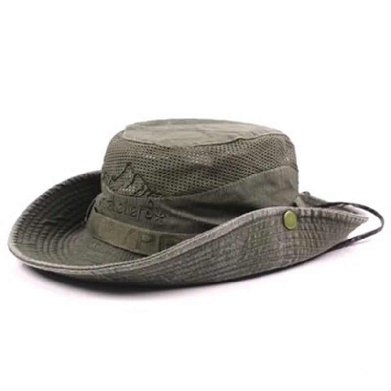 Men's Cap Summer Mesh Breathable Retro 100% Cotton Bucket Hat Panama Jungle Fishing Hats Novelty Dad's Beach Cap Women Hat