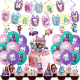 Gabby Dollhouse Cats Birthday Party Decoration Disposable Tableware Plates Cups Balloon For Girls Party Baby Shower Supplies