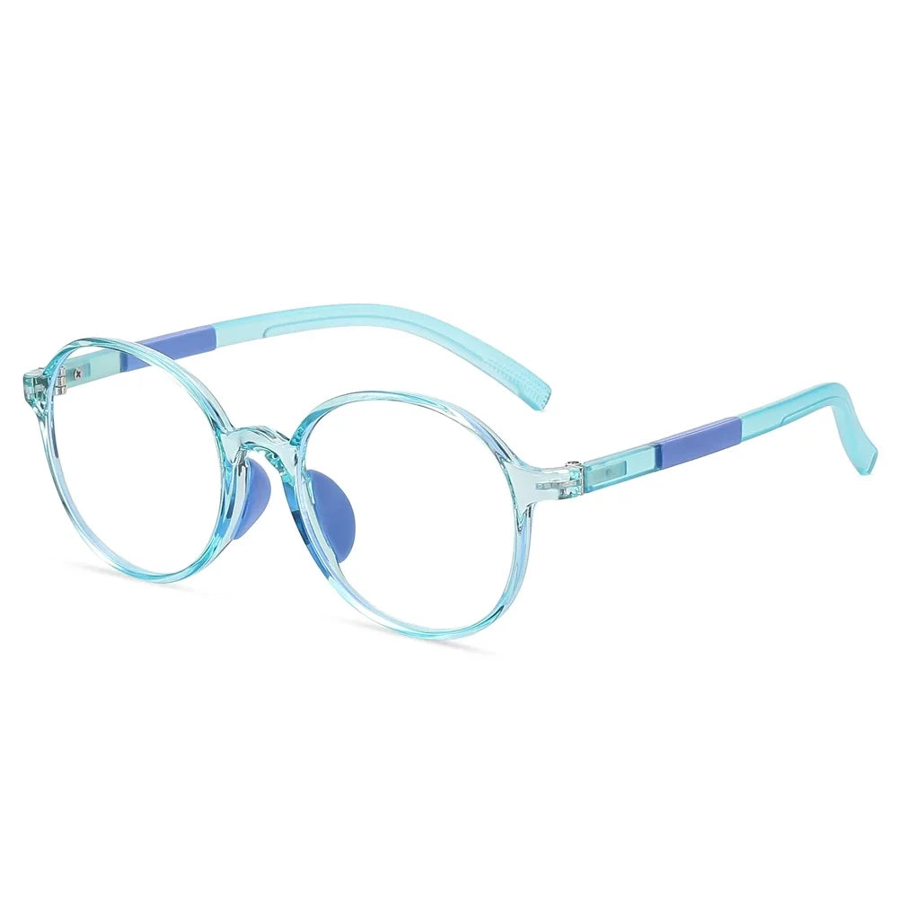 Trudren Childrens TR90 Anti Blue Light Glasses for Kids Non-prescription Clear Eyeglasses Round Frame with Flexible Spring 2003