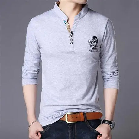 Korean Fashion Men Long Sleeve Polo Shirts Spring Autumn New T-shirt Loose Versatile Male Clothes Business Casual Cotton Tops