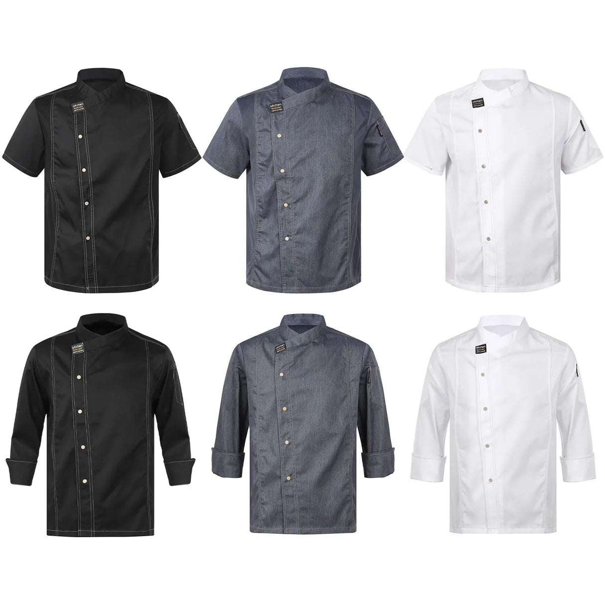 Mens Womens Unisex Chef Shirt Adults Kitchen Work Uniform Chef Coat Cook Jacket Hotel Restaurant Canteen Cake Shop Cafe Costume