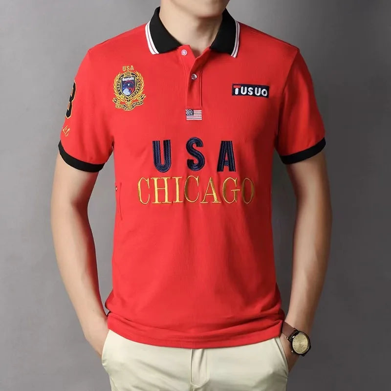 Summer High Quality Embroidery Polo Shirt Men Business & Casual Polo Homme Short Sleeve 100% Cotton Breathable Plus Size S-6XL