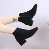 Women's Winter Boots 2023 New Suede Dress Women Warm Boots Fashion Mid-Heel Wool Warm Women's Ankle Boots