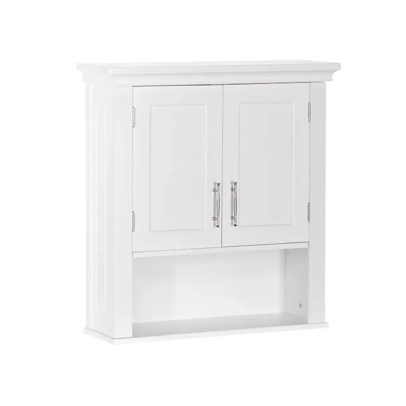 RiverRidge Home Somerset Collection 2-Door Bathroom Storage Wall Cabinet with 1 Open Shelf and 2 Interior Shelves, White