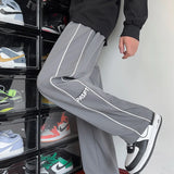 2024 New Sweatpants Men's Baggy Joggers Wide Leg Pants Neutral Loose   streetwear Outdoor Trousers line Design Jogging Pants