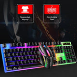 Rainbow Backlit Wired Keyboard and Mouse,Floating Keycap Strong, Wear-resistant,  Comfortable Feel Keyboard for Business Office