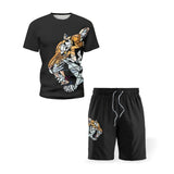 2023 Men T-shirt Set Tracksuit Training Wear Lion Pattern T-Shirt Shorts Casual Suit Oversized 2 Piece Set Sports Men Clothes