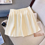 63638 Women's Thin Pleated Skirt, Simple Short Skirt, Female A-line Skirt, Plus Size, Fat women, Spring, Summer Style, 2023