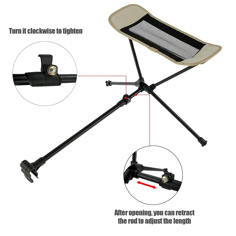 Outdoor Portable Folding Chair Footrest Aluminium Alloy Retractable Rest Bracket Chair Stool Foot Rest for Camping Fishing BBQ