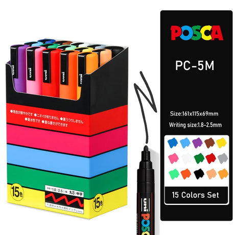 Uni Marker Pen, PC-3M Acrylic posca marcadores permanent marker graffiti paint pen For Rock Metal Leather Ceramic Glass Plastic