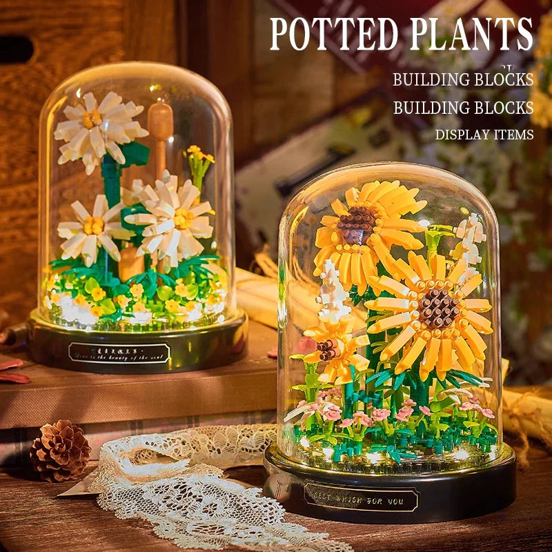 Diy Micro Flower Building Blocks Mini Bricks Particles Eternal Life Flowers Home Decoration Assembling Puzzle Toy Children Gift