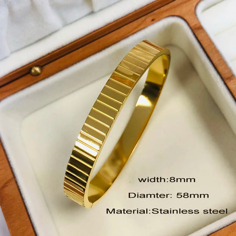 New Design Zircon inlaid Bracelets & Bangles For Women Gold Silver Color Stainless Steel Waterproof Luxury Brand Jewelry Gifts