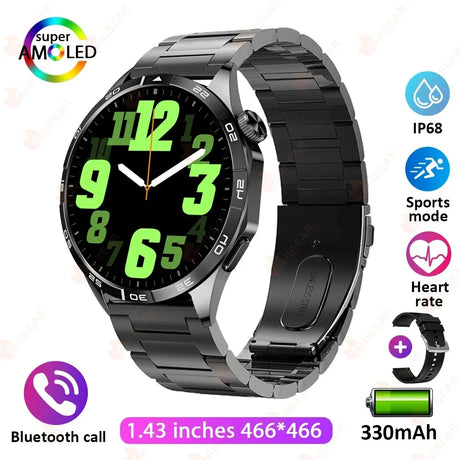 New WATCH GT 4 Smart Watch Men GPS Tracker 1.43 Inch AMOLED 466*466 Screen Always Display Bluetooth Call Smartwatch for Android