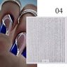 3D Silver Frame Nail Sticker Silver Bronzing Stripe Lines Sliders For Nails Tribal Pattern Decals Marble Blooming Nail Tattoos