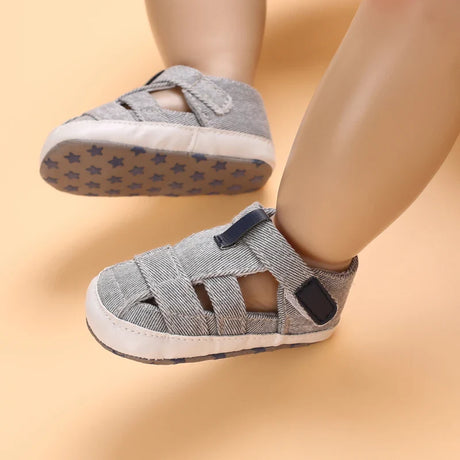 2023Brand NEW 0-18Months Kids Newborn Baby Boys Fashion Summer Soft Crib Shoes First Walker Anti Slip Sandals Shoes Soft Sole