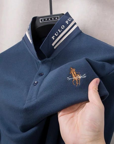 Luxury Fashion Embroidered Polo Shirt 100%Cotton Mens Long sleeved Brand Spring and Autumn Comfortable Breathable Casual T-shirt