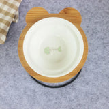 New High-end Pet Bowl Bamboo Shelf Ceramic Feeding and Drinking Bowls for Dogs and Cats Pet Feeder Accessories