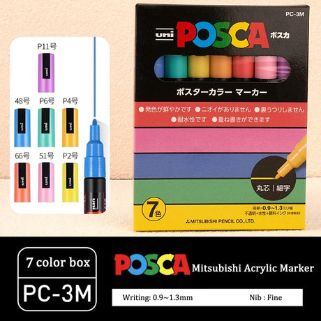 Uni Marker Pen, PC-3M Acrylic posca marcadores permanent marker graffiti paint pen For Rock Metal Leather Ceramic Glass Plastic