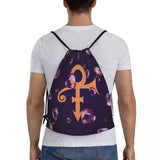 Purple Rain Paisley Park Logo Drawstring Backpack Sports Gym Sackpack Artist Prince String Bag for Working Out