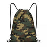 Custom Green Brown Military Camouflage Drawstring Bags Men Women Lightweight Army Jungle Camo Sports Gym Storage Backpack