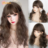 MEIFAN Synthetic Long Straight Lolita Wig with Bangs Wig Girl Cute Mixed Black Red Blonde Cosplay Party Halloween Harajuku Wig