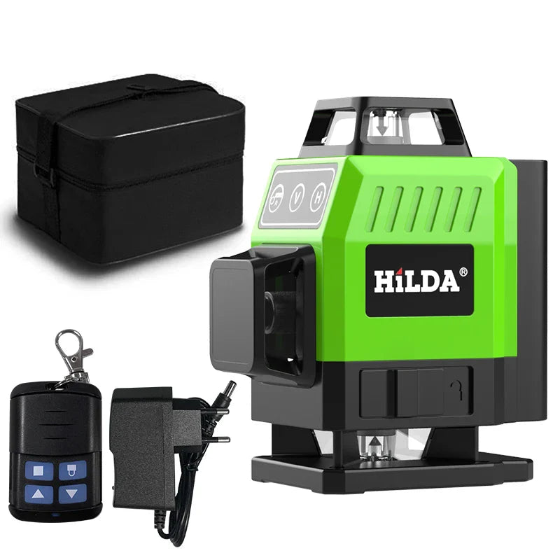 HILDA 12/16 Lines 3/4D Laser Level Level Self-Leveling 360 Horizontal And Vertical Cross Super Powerful Green Laser Level