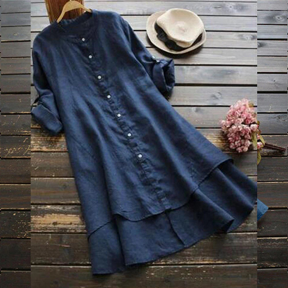 Oversized Cotton Linen Dress for Women Summer Plus Size Blouse Skirt Vestidos Large Size Female Clothing Solid Loose Long Dress