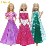 3 Sets Fairy Tale Classic Princess Doll Dresses COSPLAY Party Gown Clothes for Barbie Doll Accessories Kids Dollhouse Toys