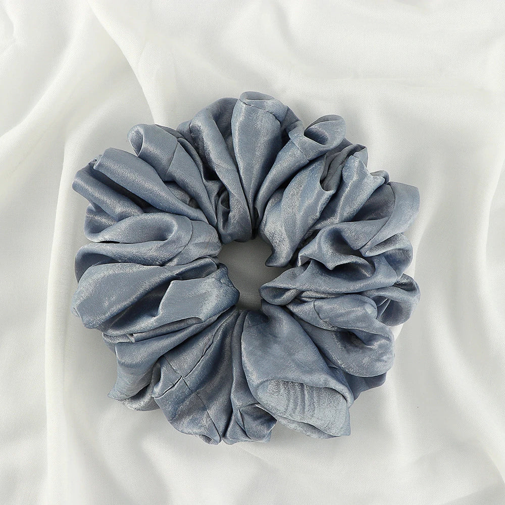 Big Size Shiny Chiffon Scrunchies for Muslim Women Custom Elastic Volumizing Oversized Neat Stitching Malaysian Bunch Hair Tie