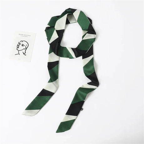 Long Silk Skinny Scarf Women Neck Hair Band Solid Printed Foulard Neckerchief Hairscarf Female Fashion  Handle Ties Ribbon