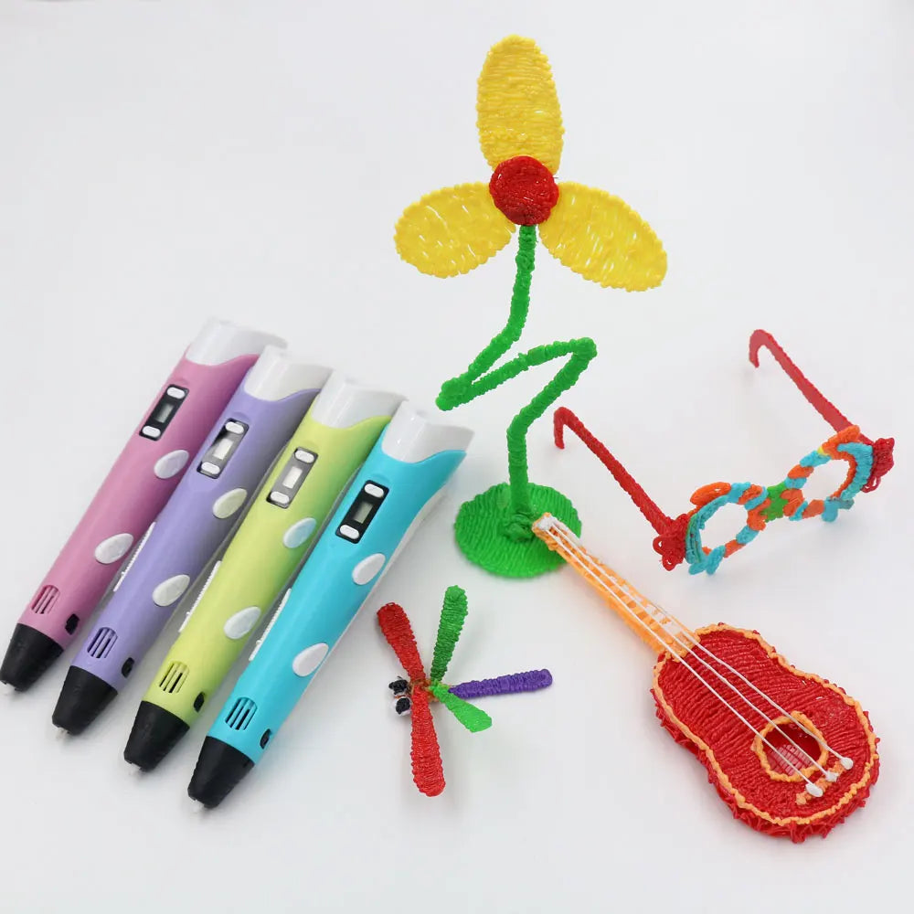 Creative 3D Drawing Pen for Kids - LCD Display DIY Art Tool with Safe PLA Filament - Perfect Gift for Christmas and Birthdays!