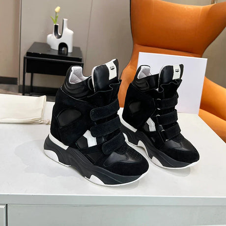 High quality luxury designer 2024 new women's high top sports casual shoes real cowhide motorcycle ankle boots